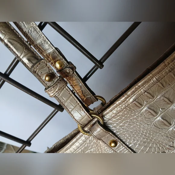 Brahmin 3pcSet Melbourne Asher Tote Bag Wallet&Case Crocodile Embossed Champagne - Picture 5 of 16
